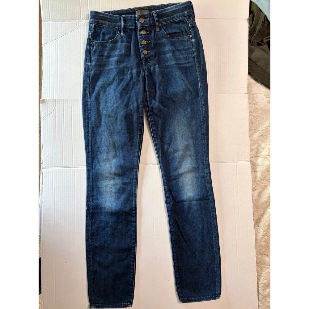 Mother High Rise Skinny Jeans Dark Wash Button Fly Blue Denim Size 26